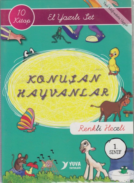 Konusan Hayvanlar El Yazili Set 10 Kitap Renkli Heceli 1. Sinif